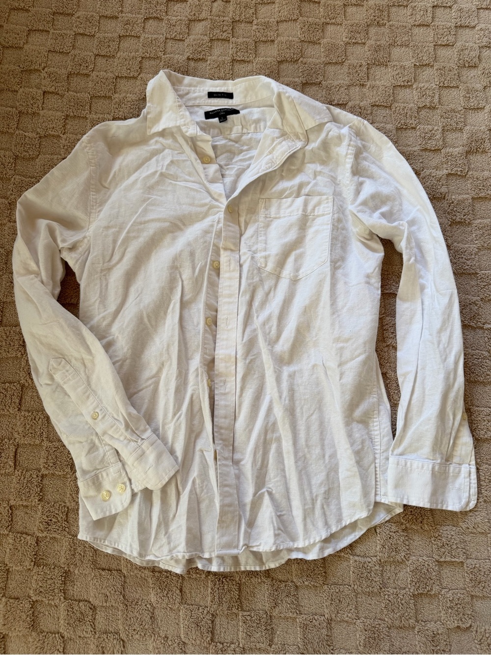 Banana Republic Men’s Large White Linen Slim Fit Button Down Shirt